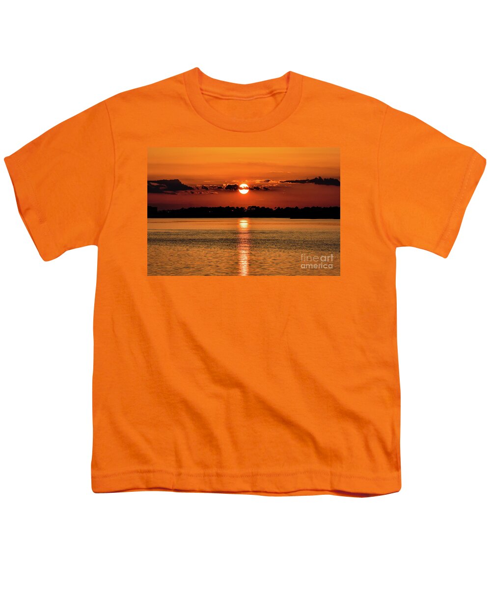 Sunset Youth T-Shirt featuring the photograph Sunset Reflection on Pensacola Bay by Beachtown Views