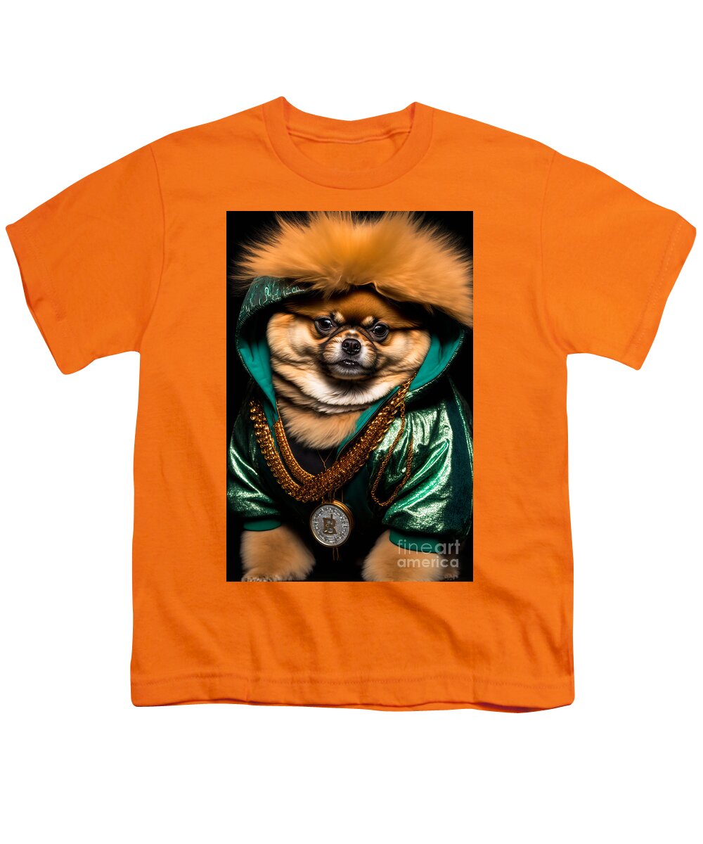 'sup Dawgg Pomeranian Youth T-Shirt featuring the mixed media 'Sup Dawgg Pomeranian by Jay Schankman