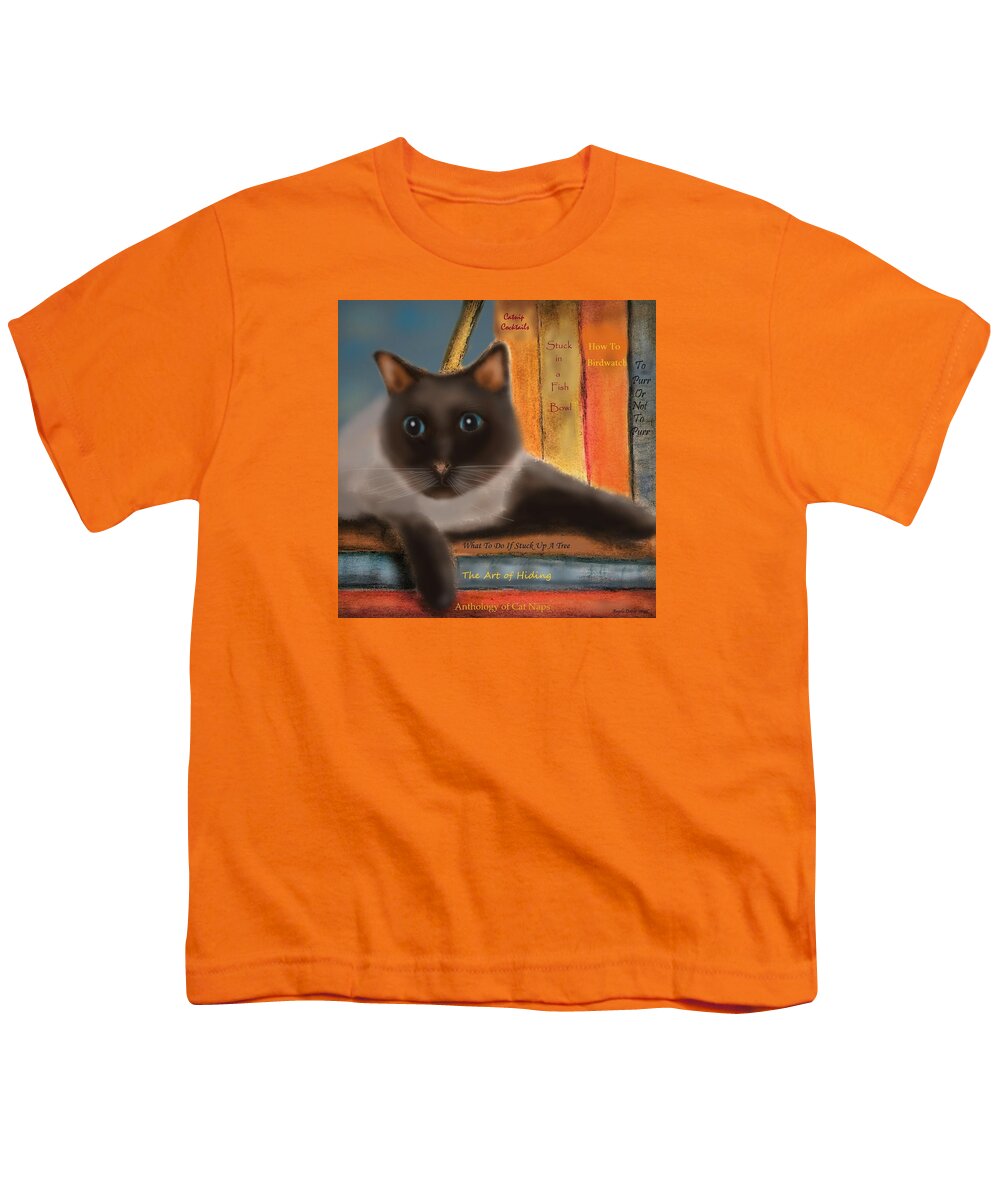Cat Youth T-Shirt featuring the painting The Art of Hiding in Plain Sight by Angela Davies