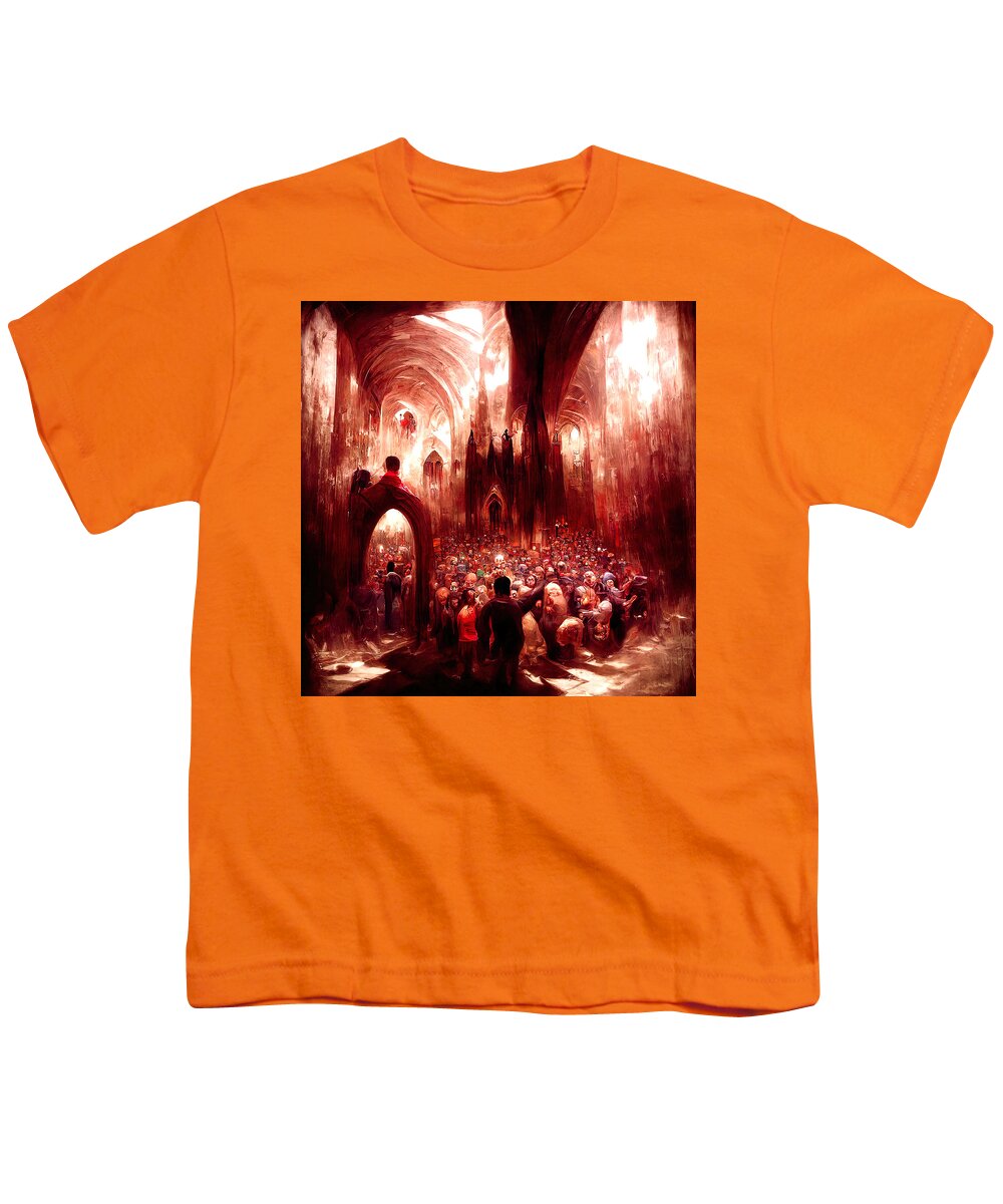 Pandemonium Youth T-Shirt featuring the painting The Great Pandemonium, 01 by AM FineArtPrints