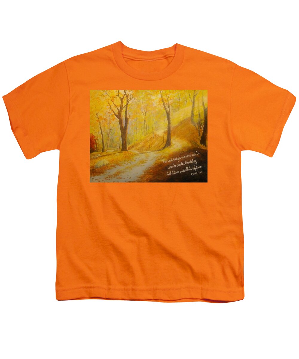 New England Youth T-Shirt featuring the painting The Road Less Taken by ML McCormick