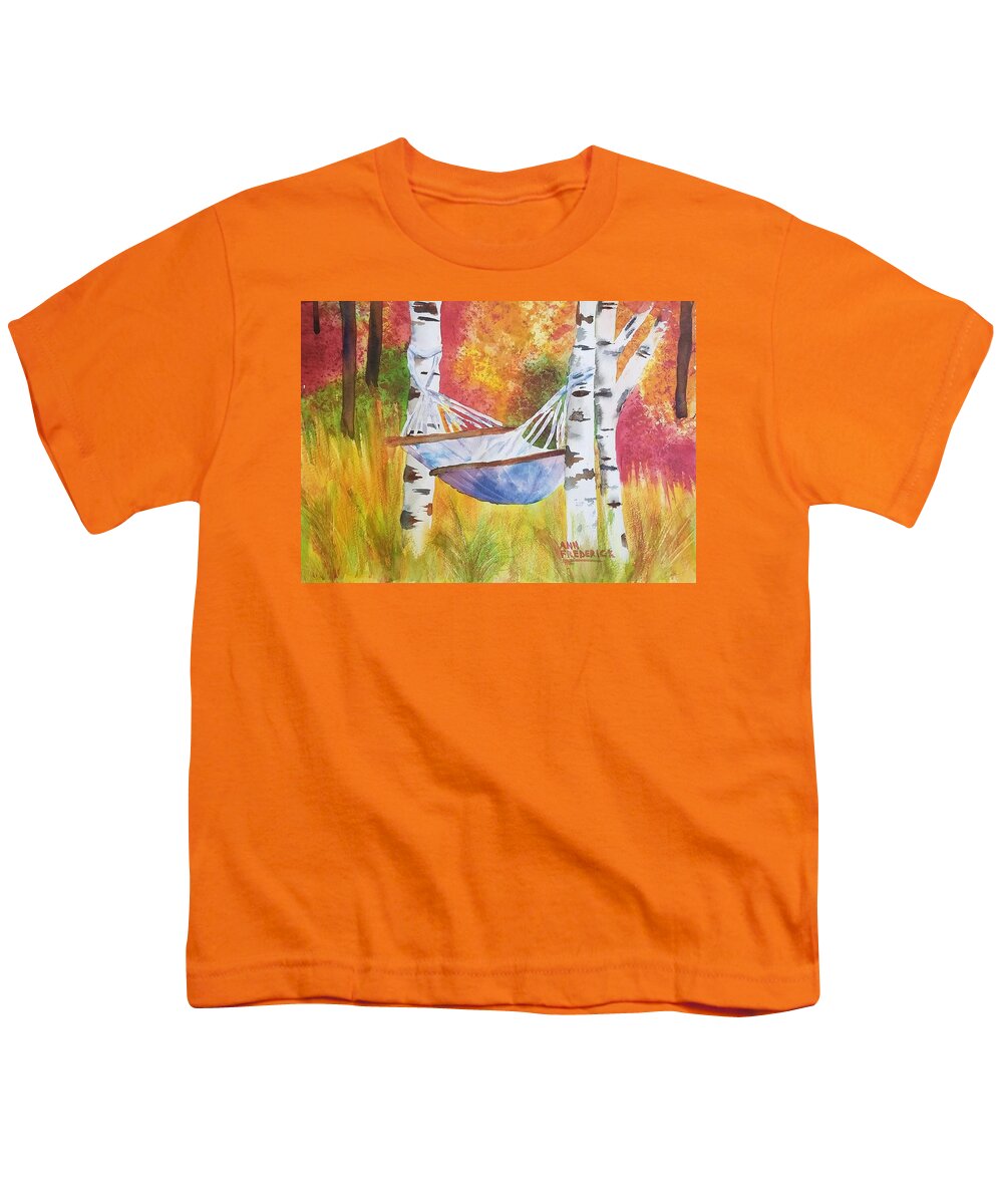 Hammock Youth T-Shirt featuring the painting Tims' Dream by Ann Frederick