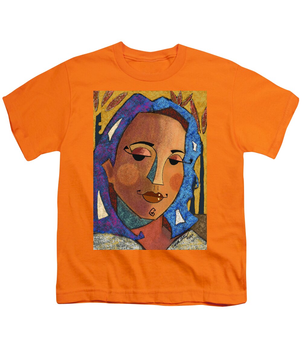 Puerto Rico Youth T-Shirt featuring the painting Wina by Oscar Ortiz