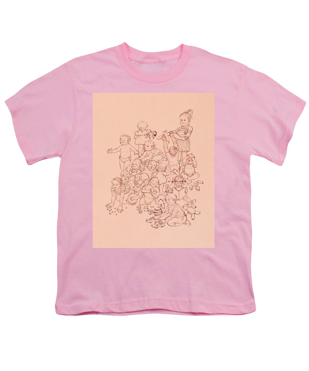 Children Youth T-Shirt featuring the drawing Ages of Childhood by Michele Myers