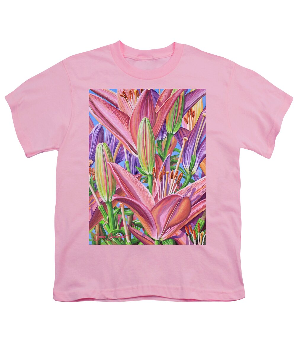 Lilies Youth T-Shirt featuring the painting Field Of Lilies by Jane Girardot