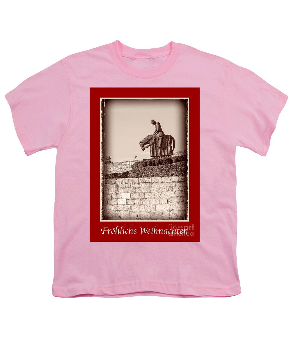 German Youth T-Shirt featuring the photograph Frohliche Weihnachten with St Francis by Prints of Italy