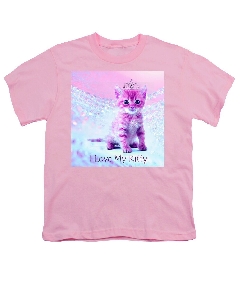 I Love My Kitty Youth T-Shirt featuring the digital art I love my Kitty by Lilia S