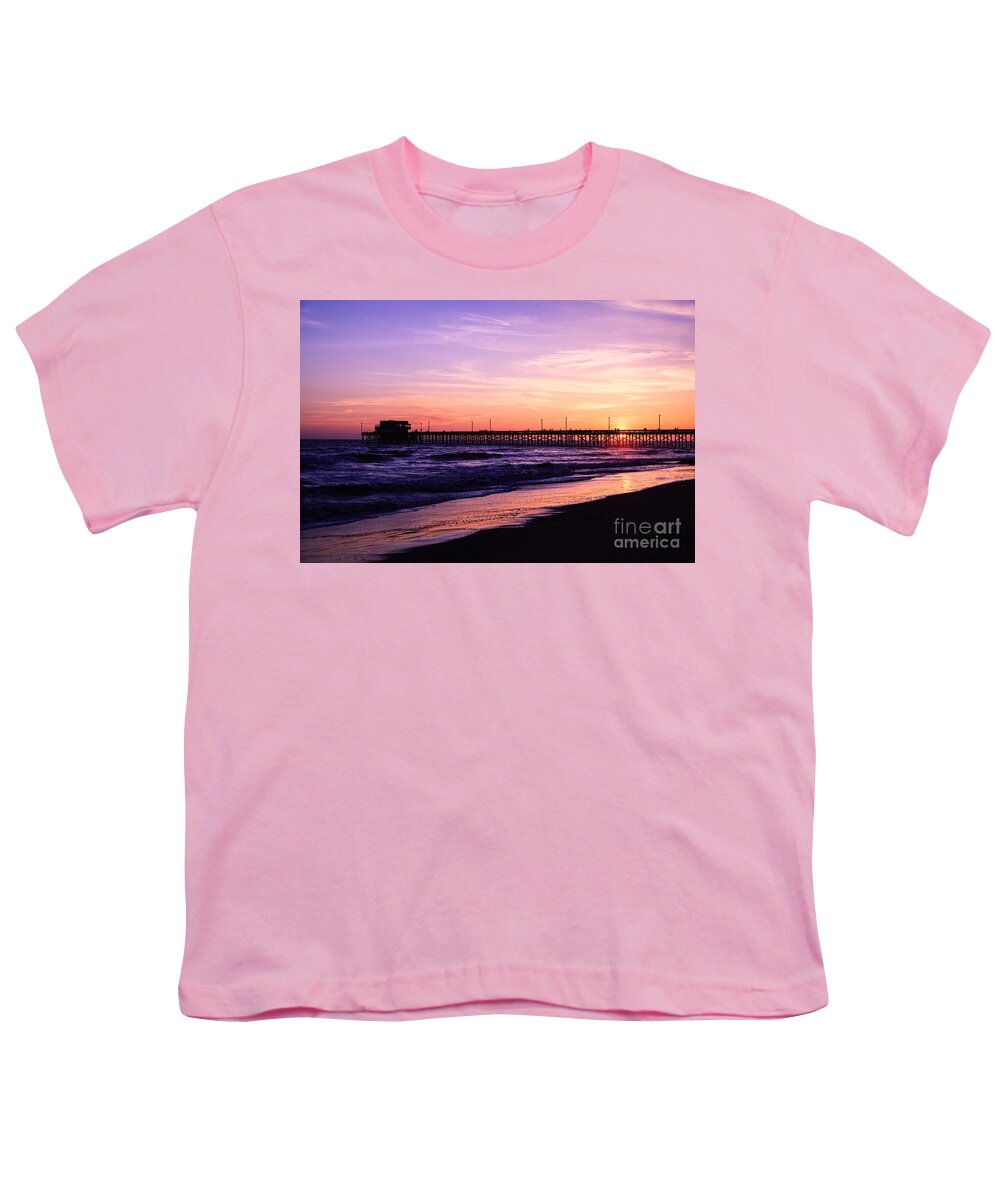 America Youth T-Shirt featuring the photograph Newport Beach Pier Sunset in Orange County California by Paul Velgos