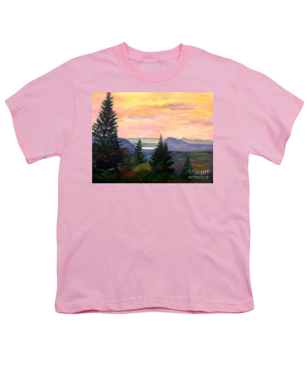 Clouds Youth T-Shirt featuring the painting Willoughby Gap from Burke Mountain by Donna Walsh
