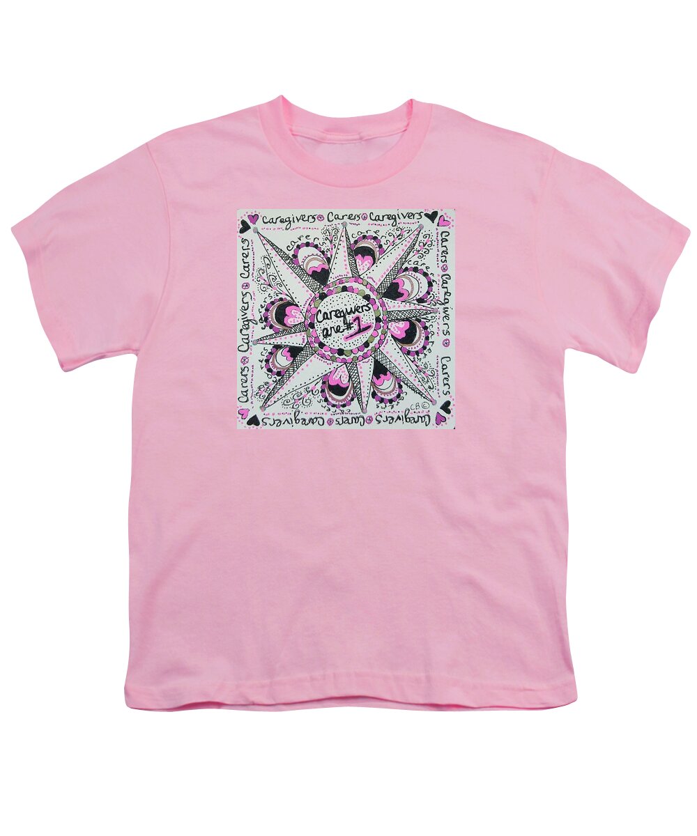 Carer Youth T-Shirt featuring the drawing Carer Love by Carole Brecht