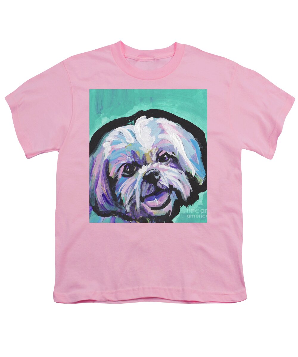 Shih Tzu Youth T-Shirt featuring the painting A Little Bit of Shitz by Lea