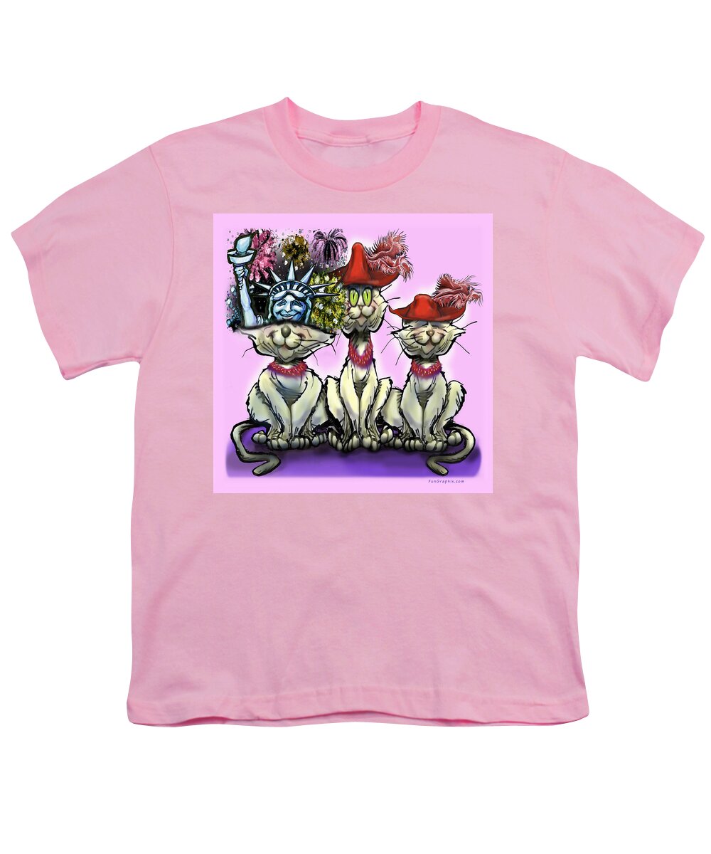July 4th Youth T-Shirt featuring the digital art Cats in Crazy Hats by Kevin Middleton