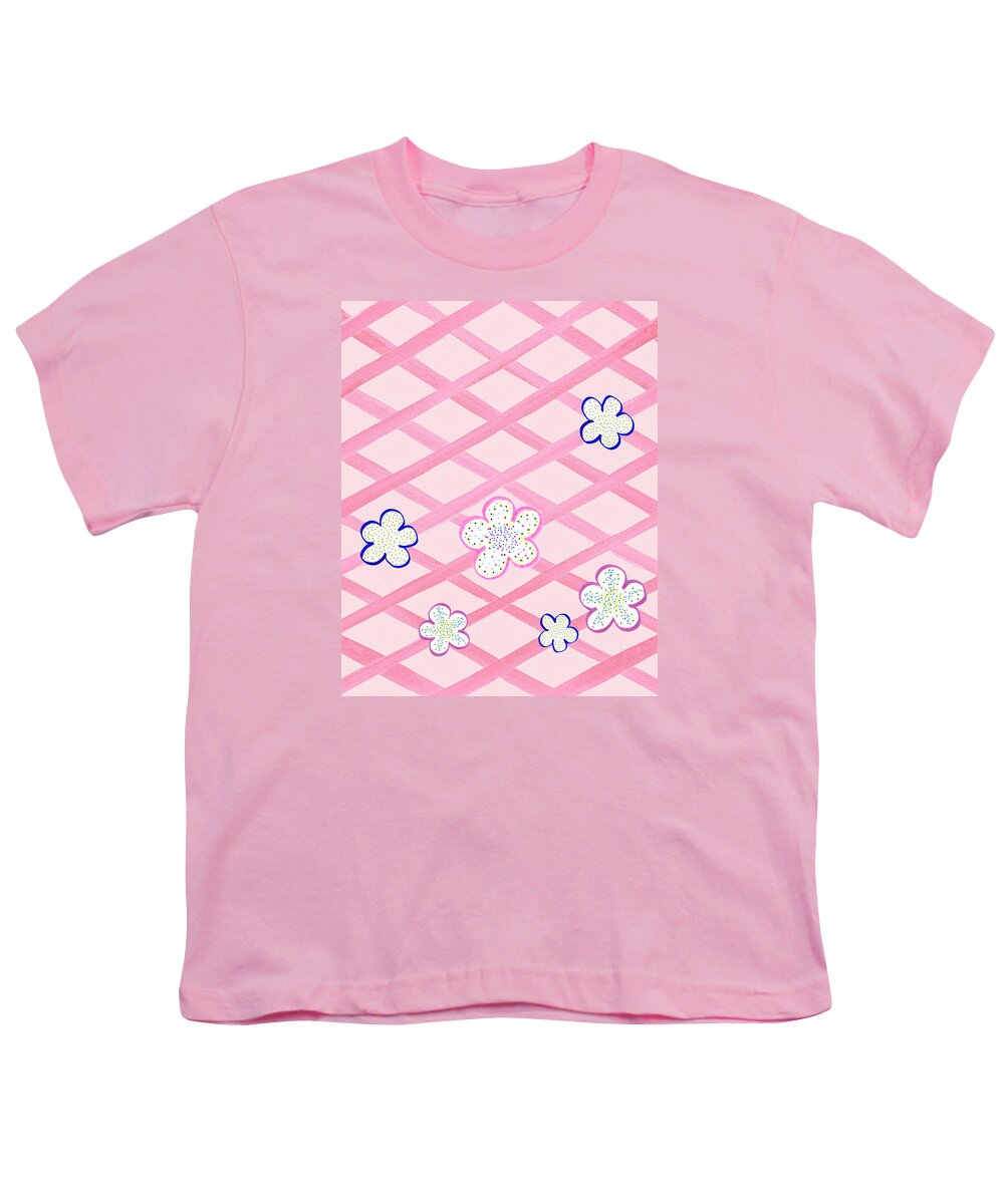 Baby Pink Flower Garden Youth T-Shirt featuring the painting Baby Pink Flower Garden by Irina Sztukowski