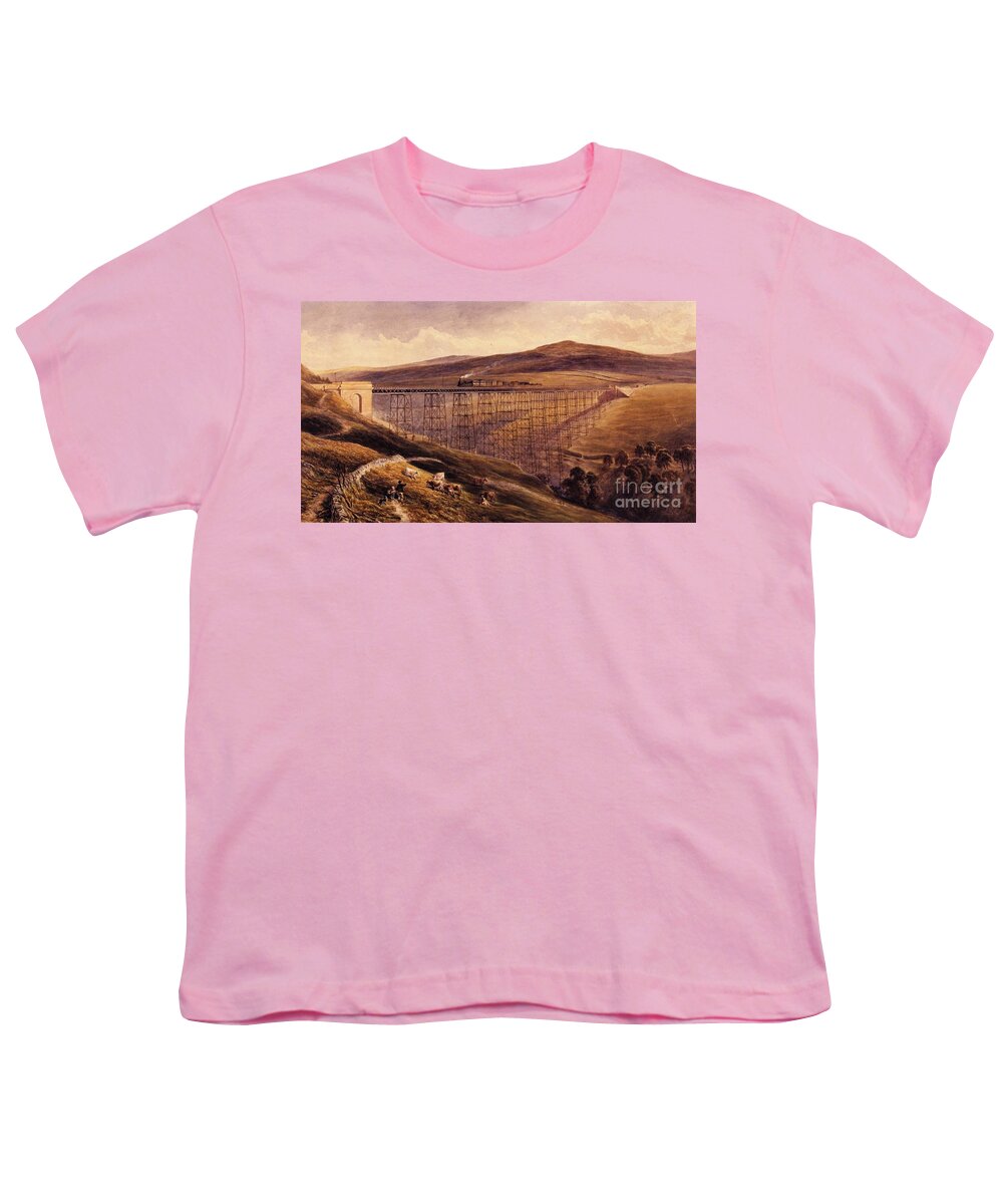 John Osborn Brown - Belah Viaduct Youth T-Shirt featuring the painting Belah Viaduct by MotionAge Designs