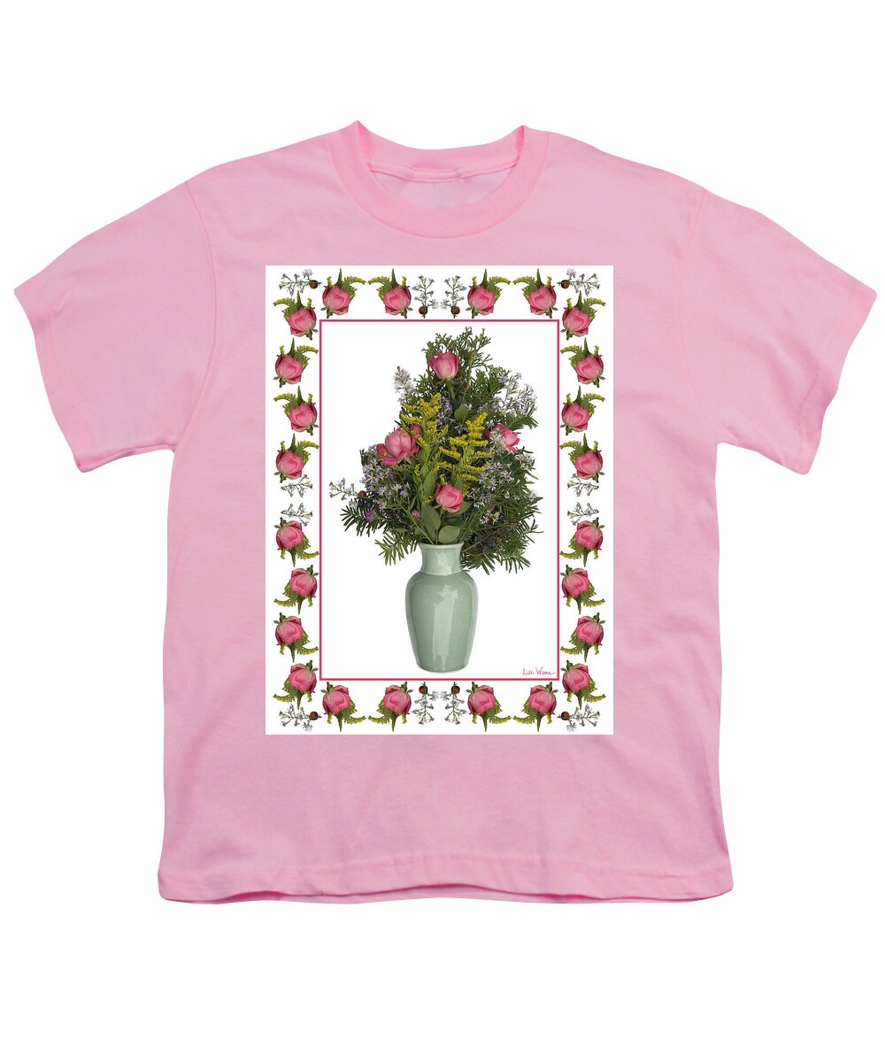 Lise Winne Youth T-Shirt featuring the mixed media Celadon Vase with Goldenrod by Lise Winne