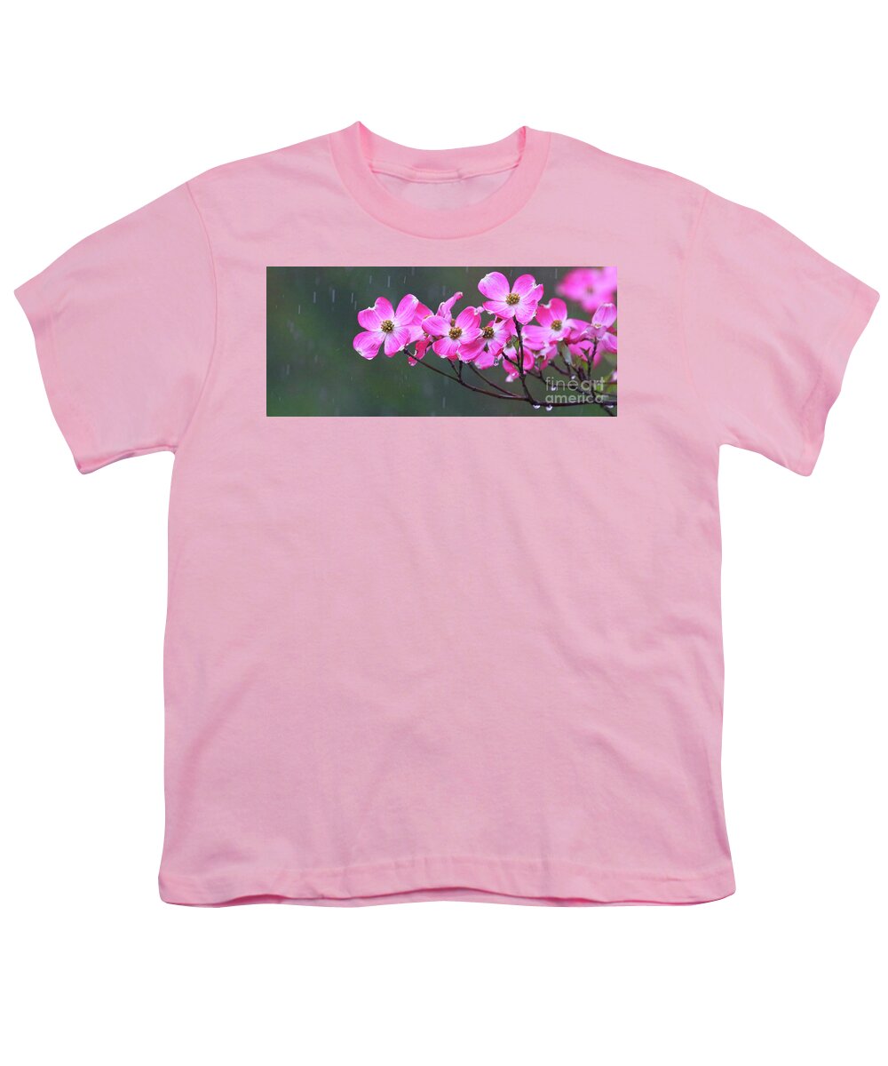 Dogwood Flowers Youth T-Shirt featuring the photograph Dogwood Flowers in the Rain 0552 by Jack Schultz
