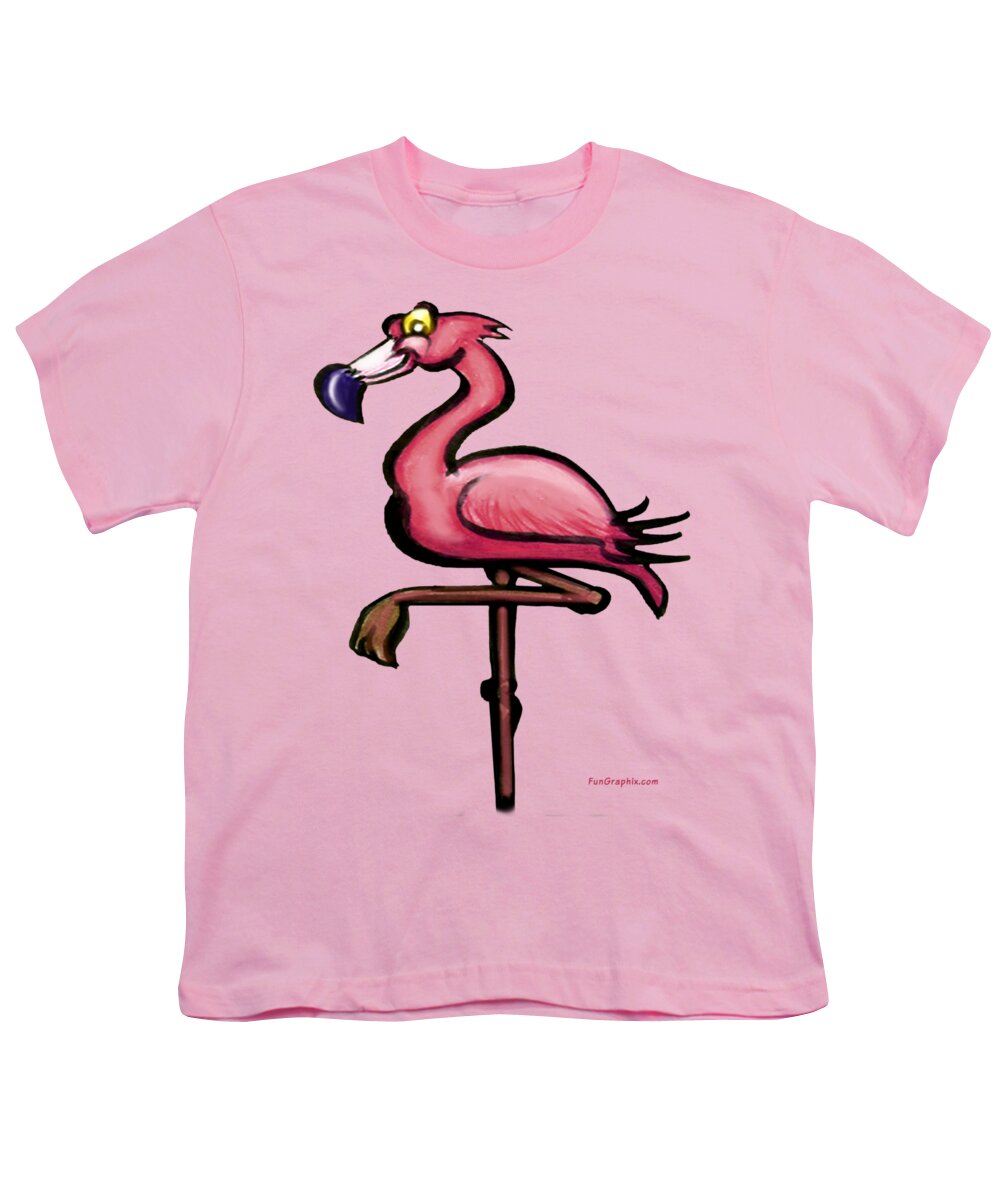 Flamingo Youth T-Shirt featuring the painting Flamingo by Kevin Middleton