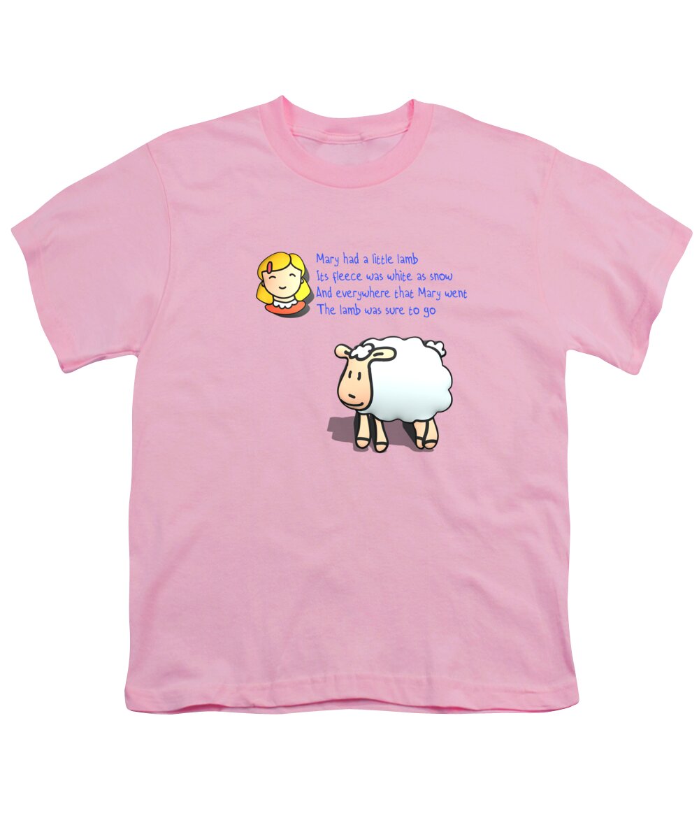 Mary Youth T-Shirt featuring the digital art Mary had a little lamb by Humorous Quotes