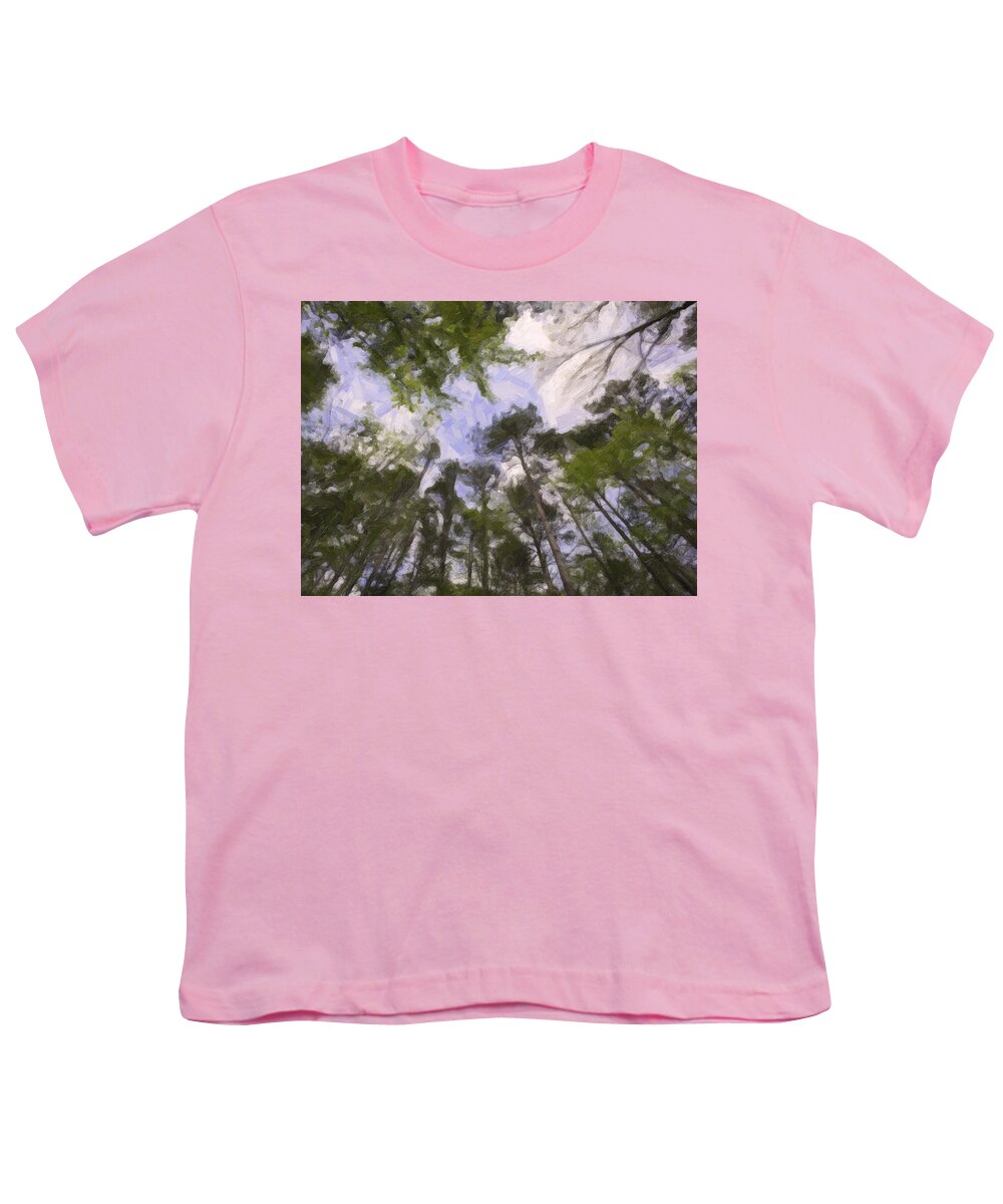 Trees Youth T-Shirt featuring the painting Scenic Forest Trees from East Texas Painting Picture Fine Art Pr by M K Miller