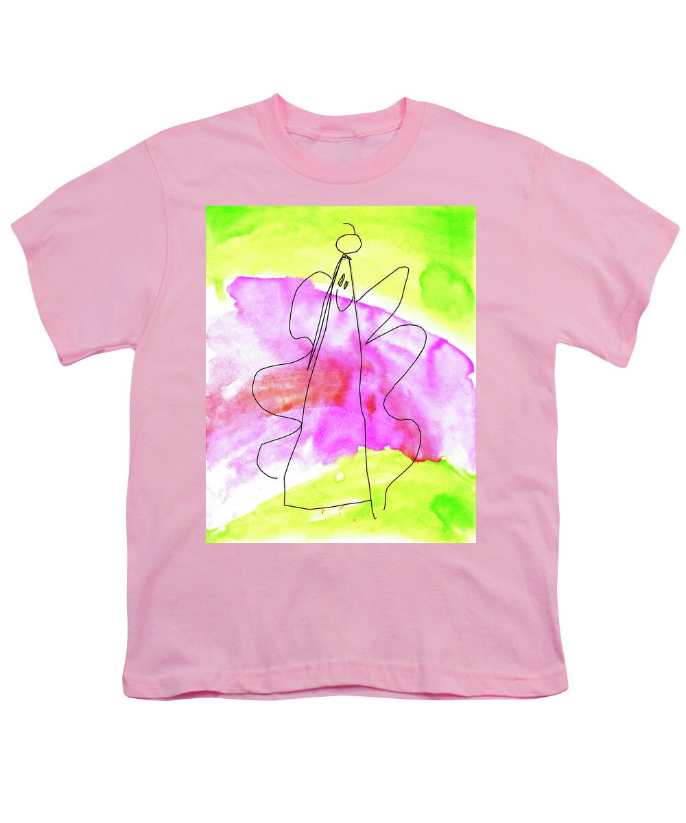 Tj Youth T-Shirt featuring the mixed media Smiling Angel by Nikolyn McDonald