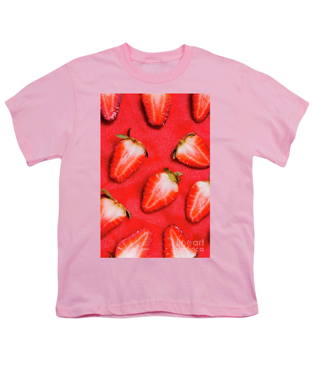 Food Youth T-Shirt featuring the photograph Strawberry slice food still life by Jorgo Photography