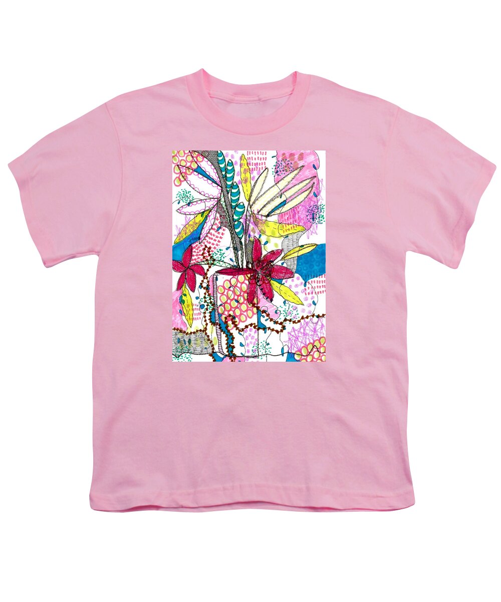 Mixed Media Art Youth T-Shirt featuring the mixed media Where did you put my cup? by Lisa Noneman