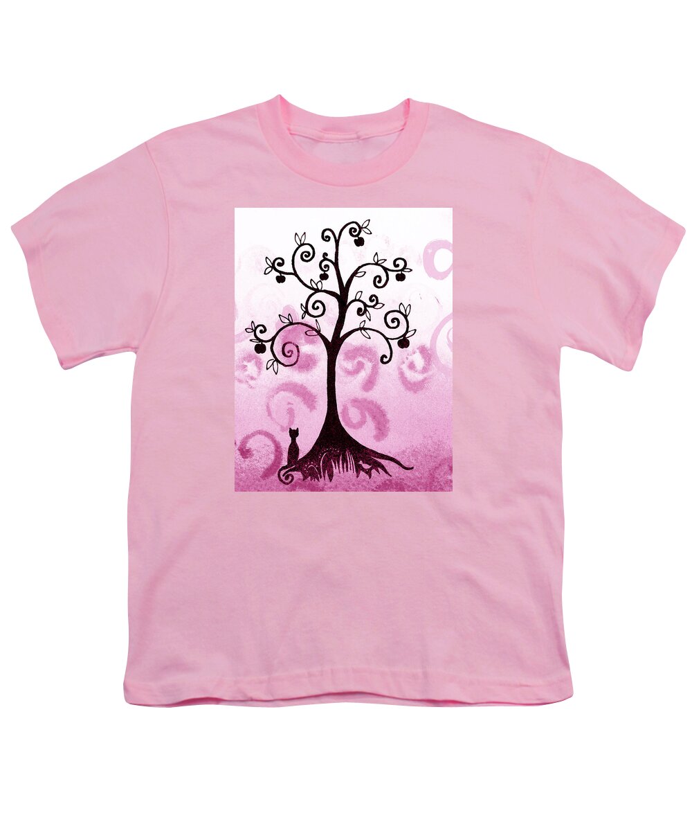 Apple Youth T-Shirt featuring the painting Whimsical Apple Tree by Irina Sztukowski