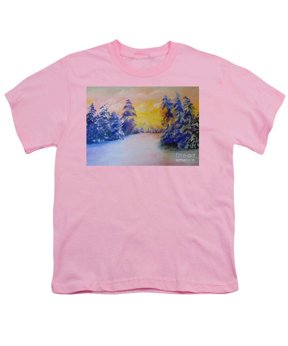 Winter Youth T-Shirt featuring the painting Winter by Saundra Johnson