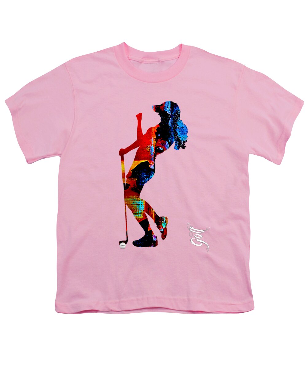 Golf Youth T-Shirt featuring the mixed media Womens Golf Collection by Marvin Blaine