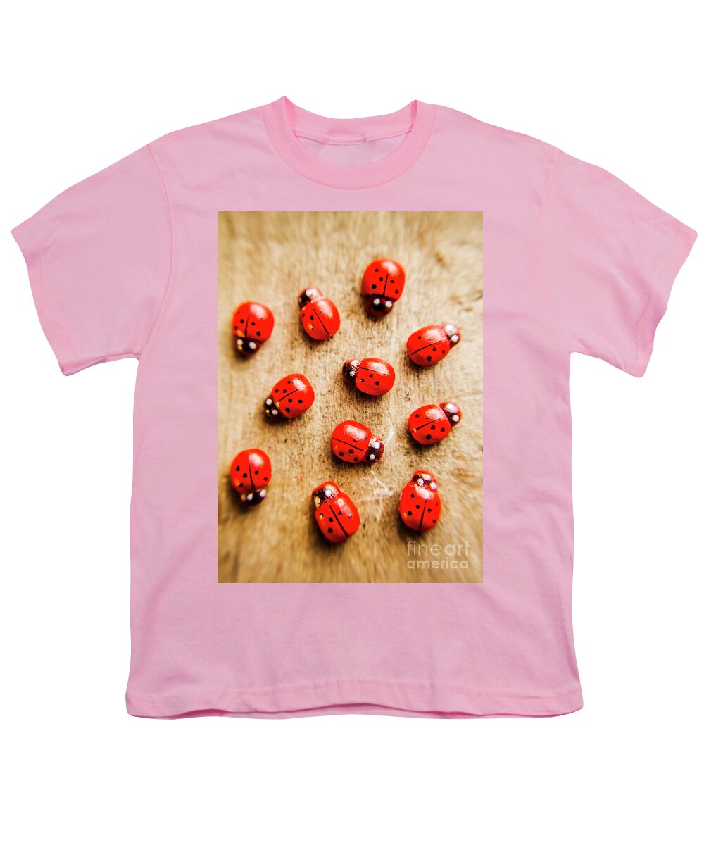 Ladybug Youth T-Shirt featuring the photograph Wooden ladybugs by Jorgo Photography