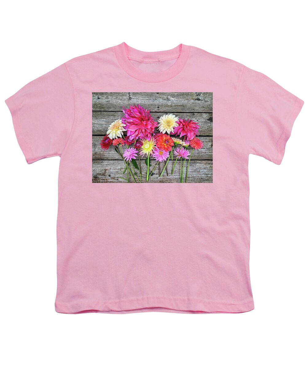 Dahlias Youth T-Shirt featuring the photograph Garden Gathering 1 by Jill Love