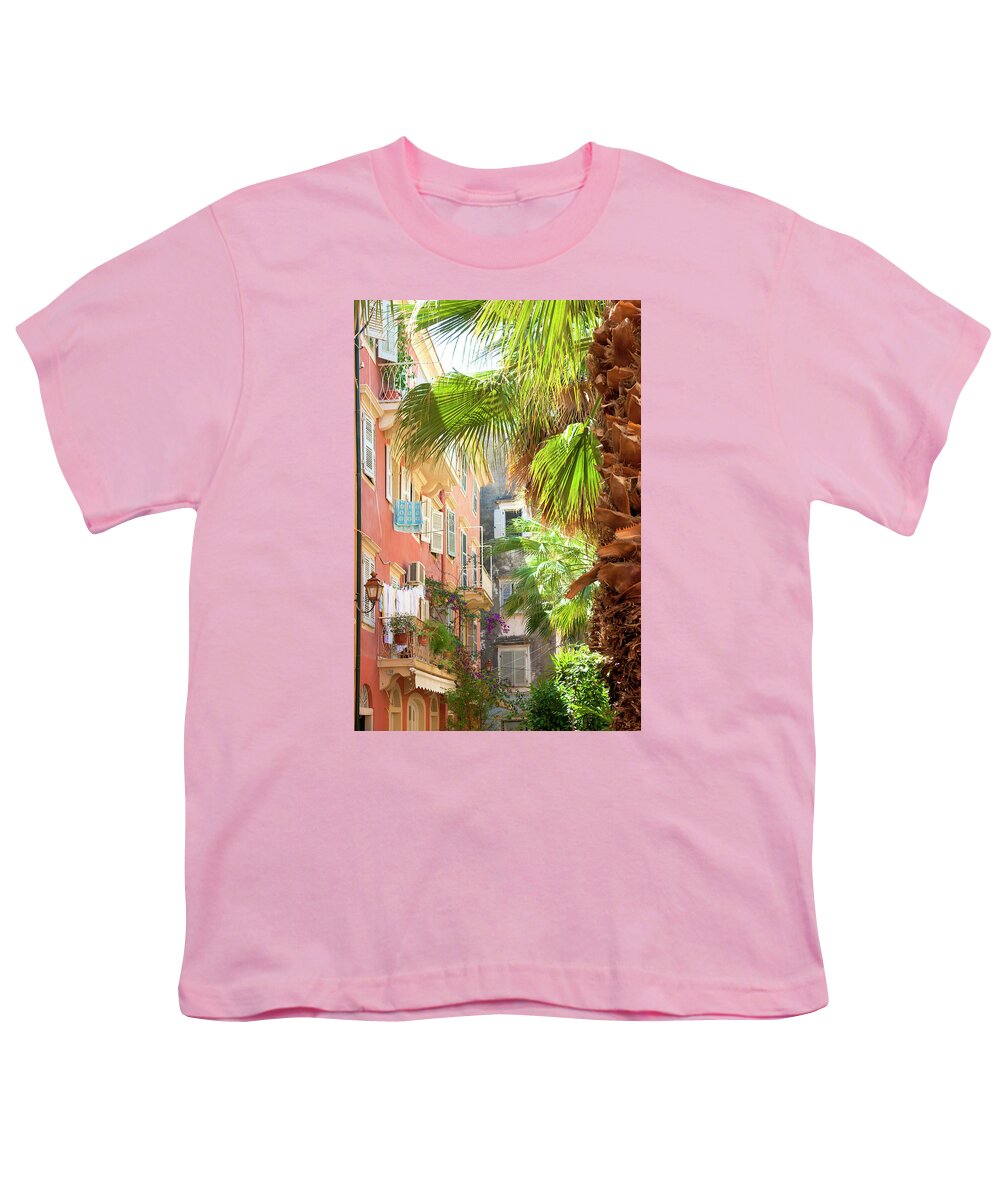 City Youth T-Shirt featuring the photograph Palm and city by Anna Kluba