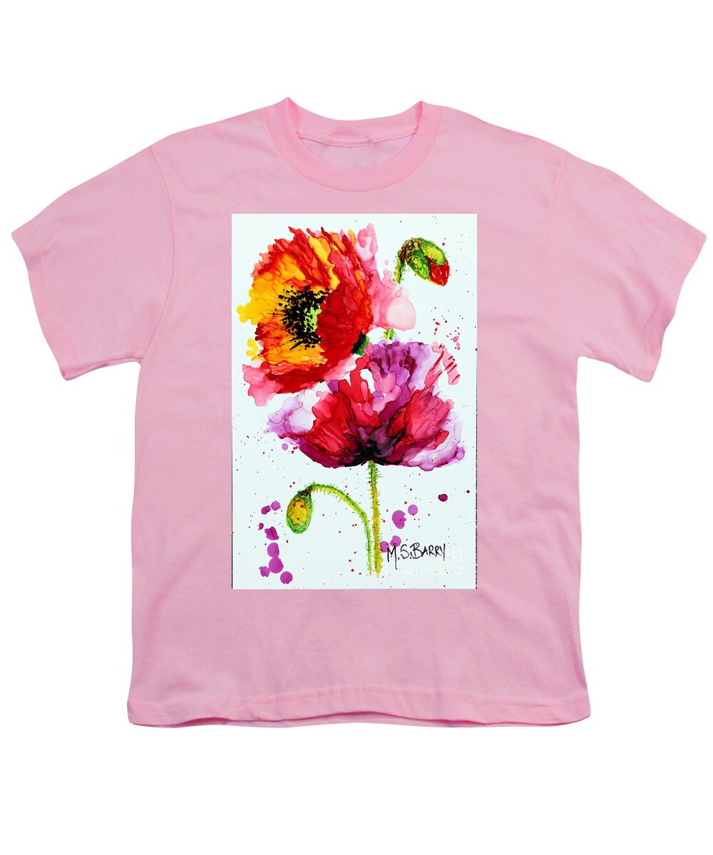 Poppy Youth T-Shirt featuring the painting Poppies by Maria Barry