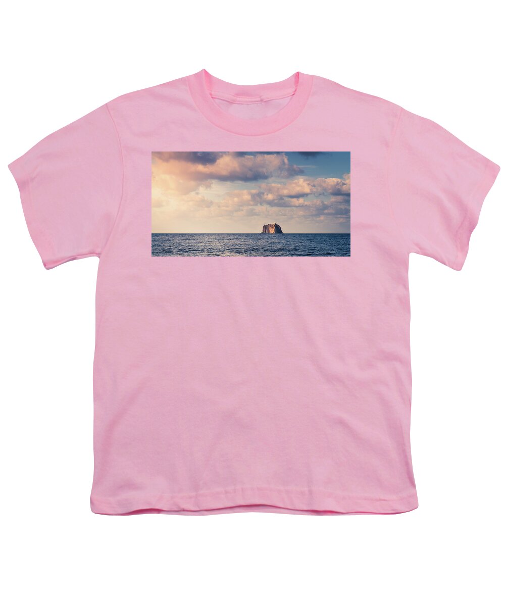 Aeolian Youth T-Shirt featuring the photograph Strombolicchio Lighthouse Island by Alexey Stiop