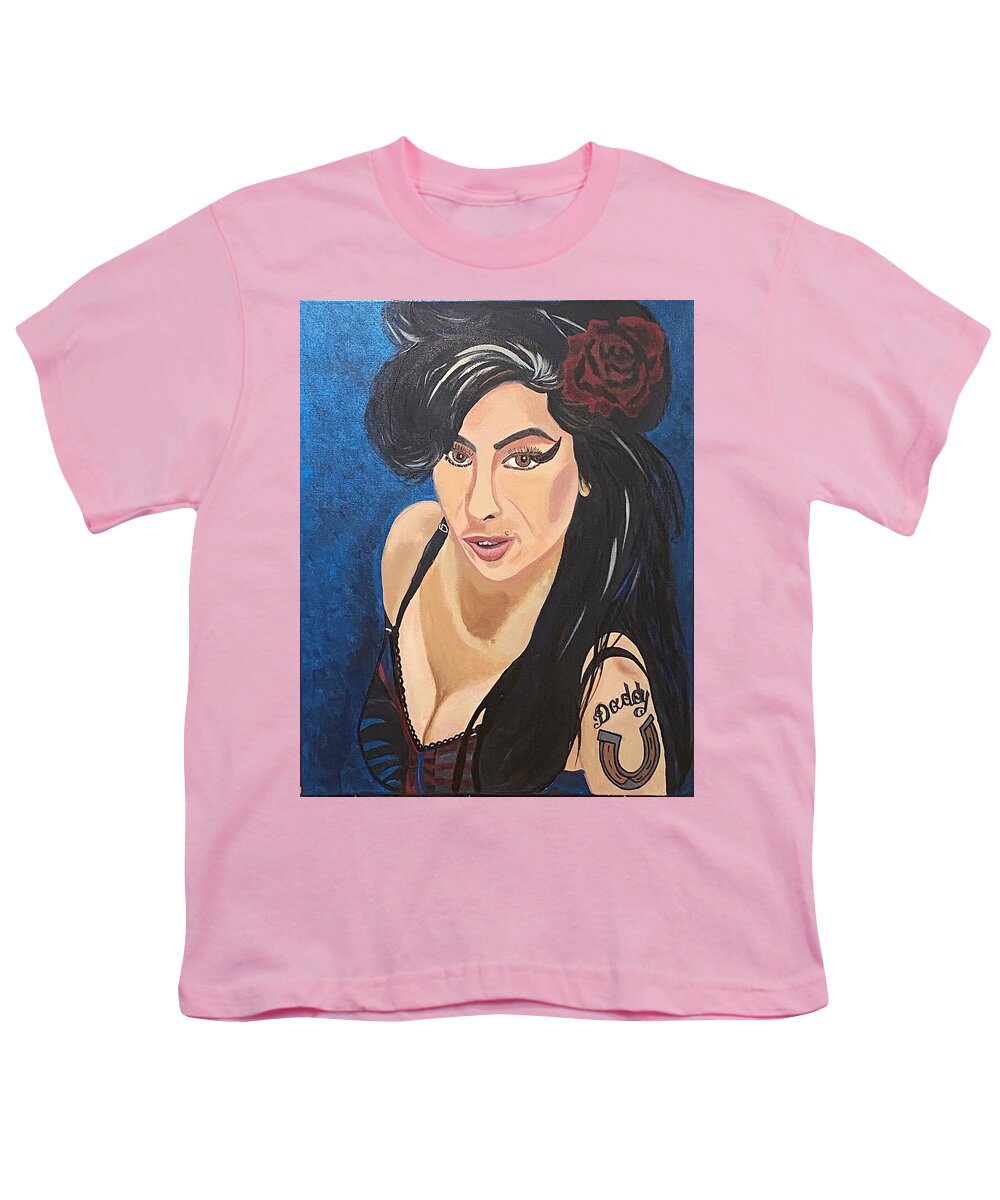  Youth T-Shirt featuring the painting Amy Winehouse-Lioness by Bill Manson