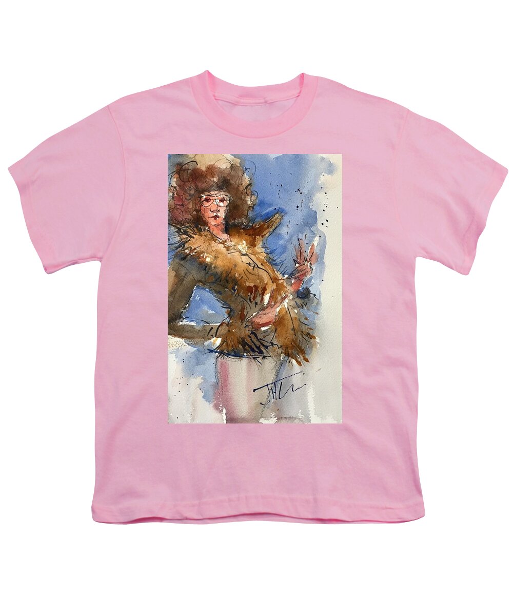 Portrait Youth T-Shirt featuring the painting Hippy Chic by Judith Levins
