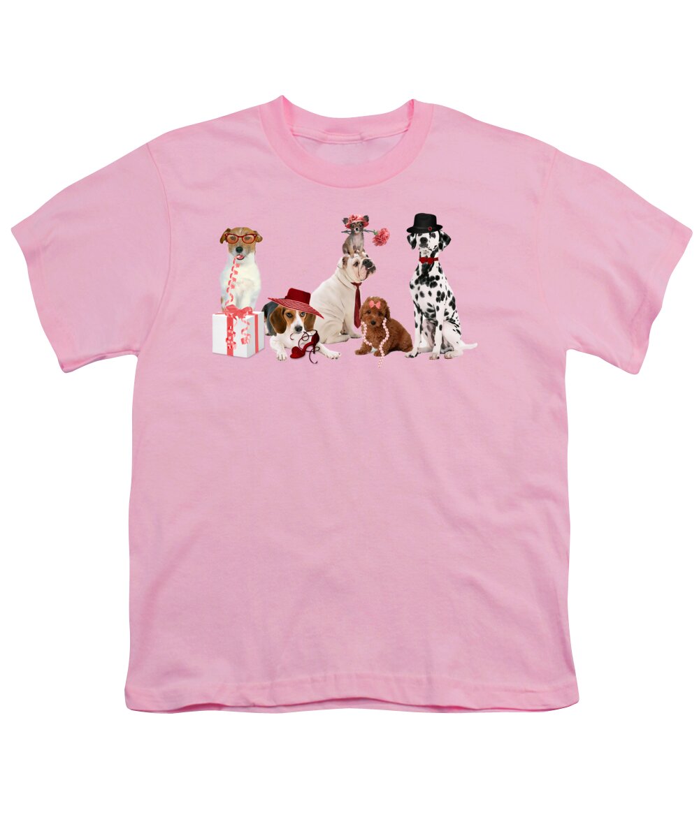 Happy Mother's Day Youth T-Shirt featuring the digital art Mother's Day for Dog Lover in Pink by Doreen Erhardt
