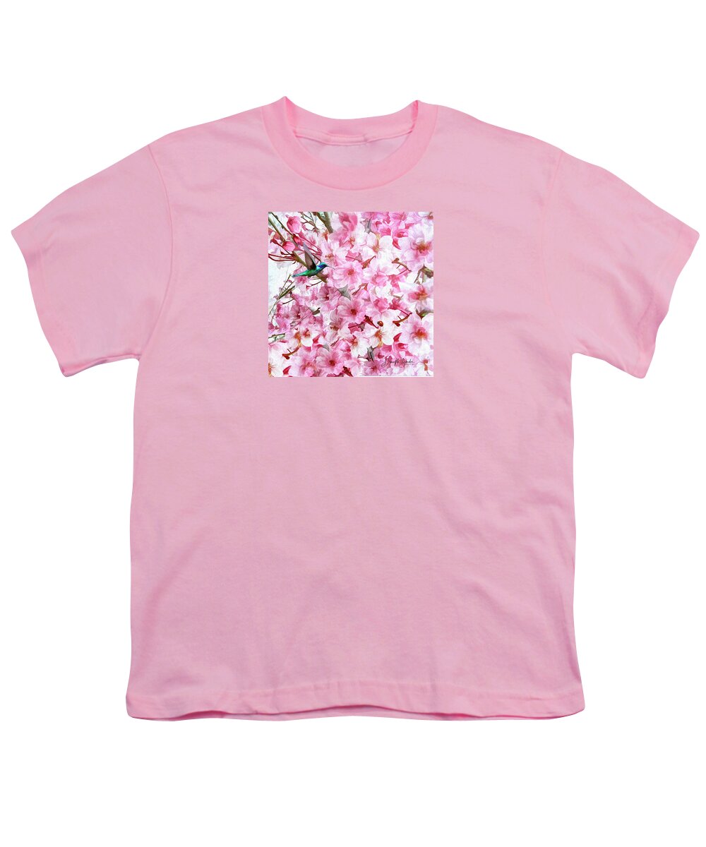Spring Youth T-Shirt featuring the digital art Spring Cherry Blosoms by Diane Schuster