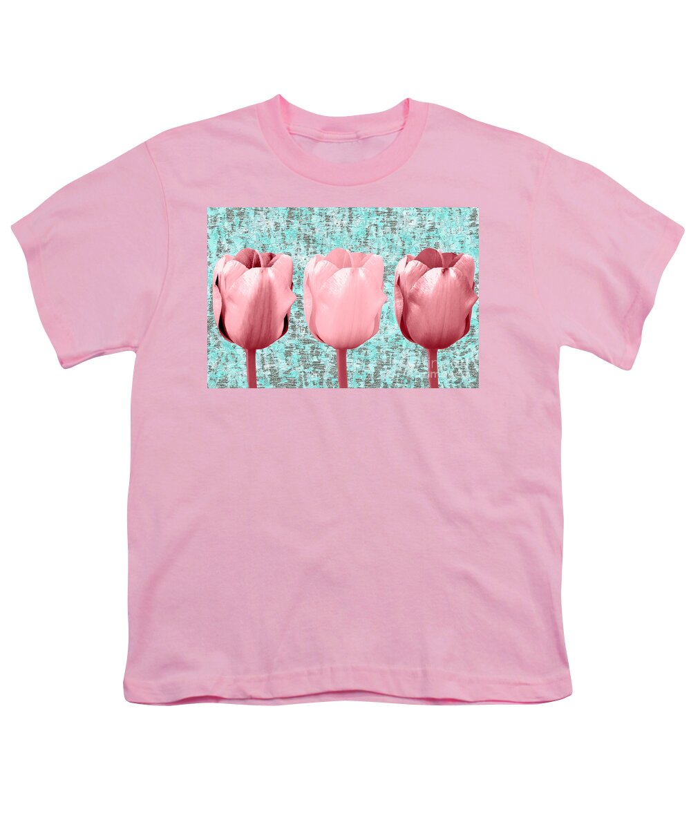 Blossom Youth T-Shirt featuring the mixed media Tulip in Triplicate by Bentley Davis