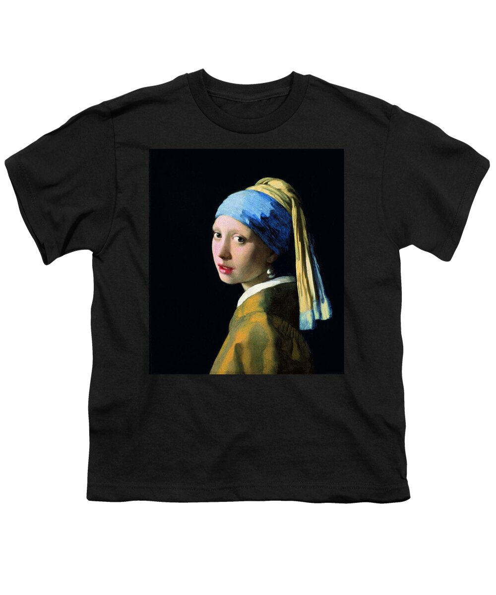 Johannes Vermeer Youth T-Shirt featuring the painting Girl With A Pearl Earring #1 by Jan Vermeer