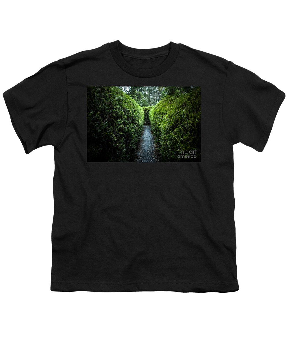 Green Youth T-Shirt featuring the photograph Green nature photo inside hedge maze #1 by Jorgo Photography