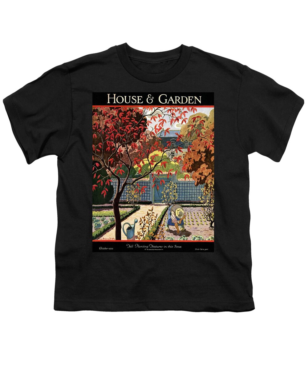 House And Garden Youth T-Shirt featuring the photograph House And Garden Fall Planting Number Cover #1 by Pierre Brissaud