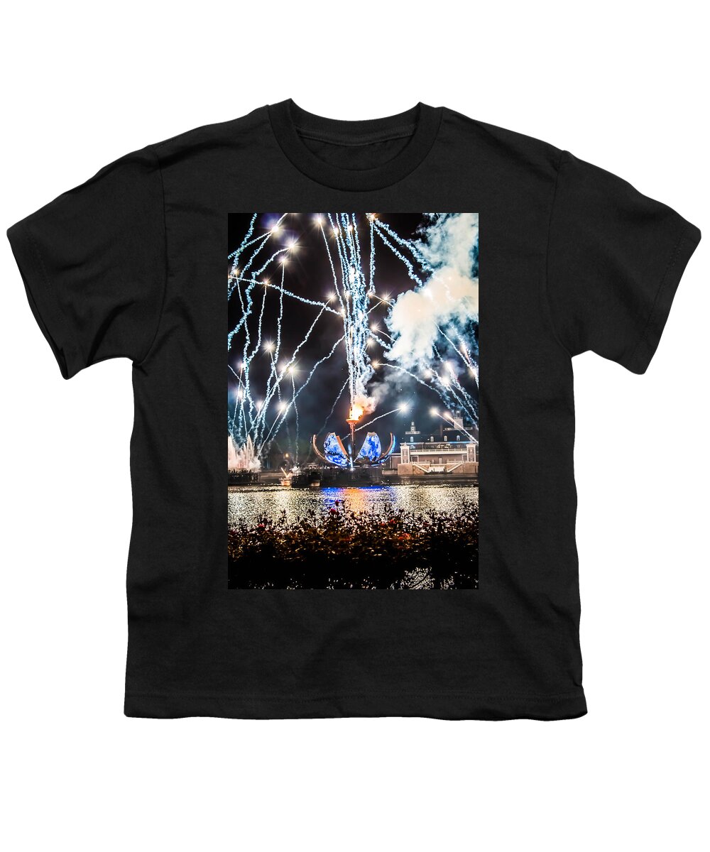 Epcot Youth T-Shirt featuring the photograph Illuminations #1 by Sara Frank