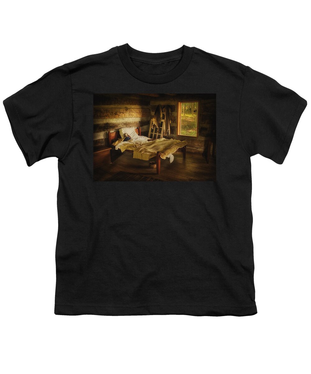 Pioneer Cabin Youth T-Shirt featuring the photograph Pioneer Cabin #1 by Priscilla Burgers