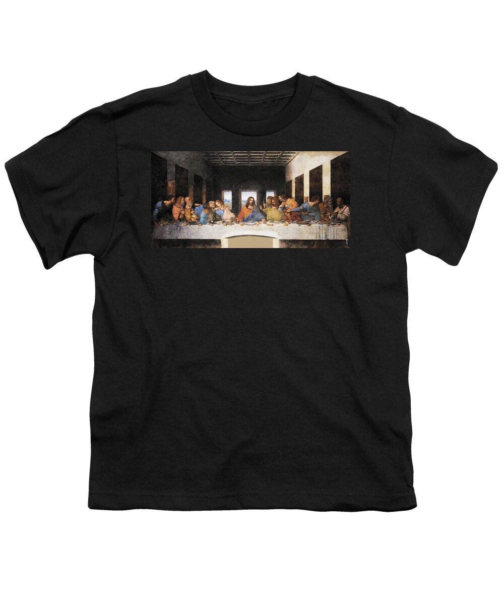 Leonardo Da Vinci Youth T-Shirt featuring the painting The Last Supper #17 by Leonardo da Vinci