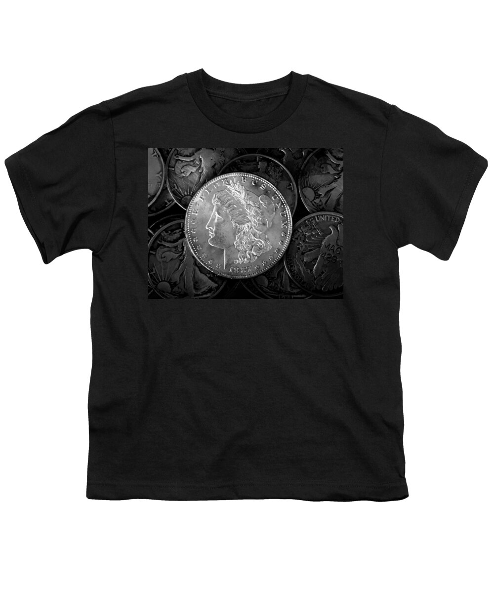 Liberty Silver Dollar Youth T-Shirt featuring the photograph 1887 Liberty Silver Dollar by Phil Perkins