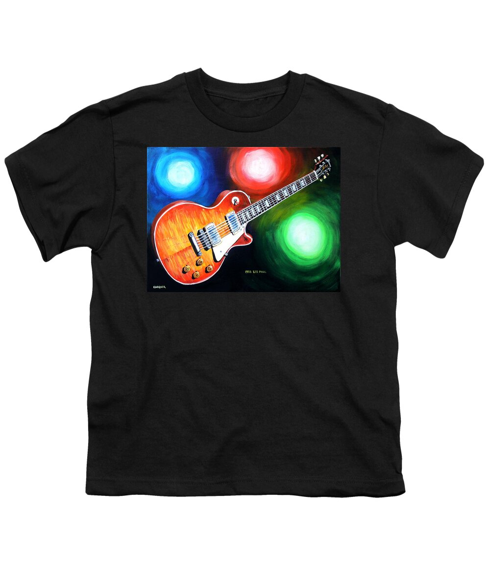 Guitar Youth T-Shirt featuring the painting 1958 Gibson Les Paul by Karl Wagner
