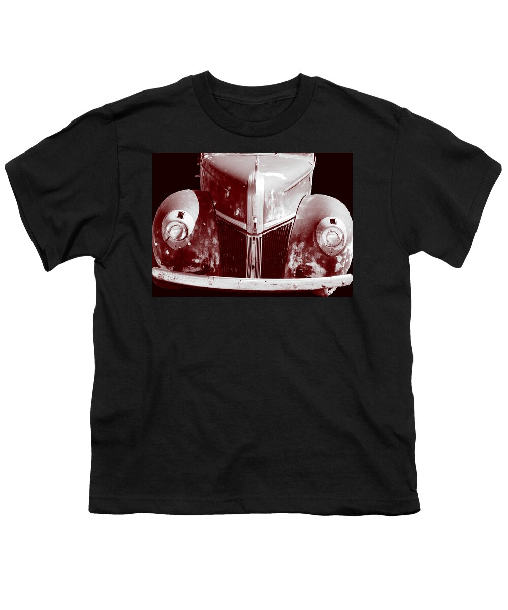 Car Youth T-Shirt featuring the photograph 1940s Ford Grill 21z by Cathy Anderson