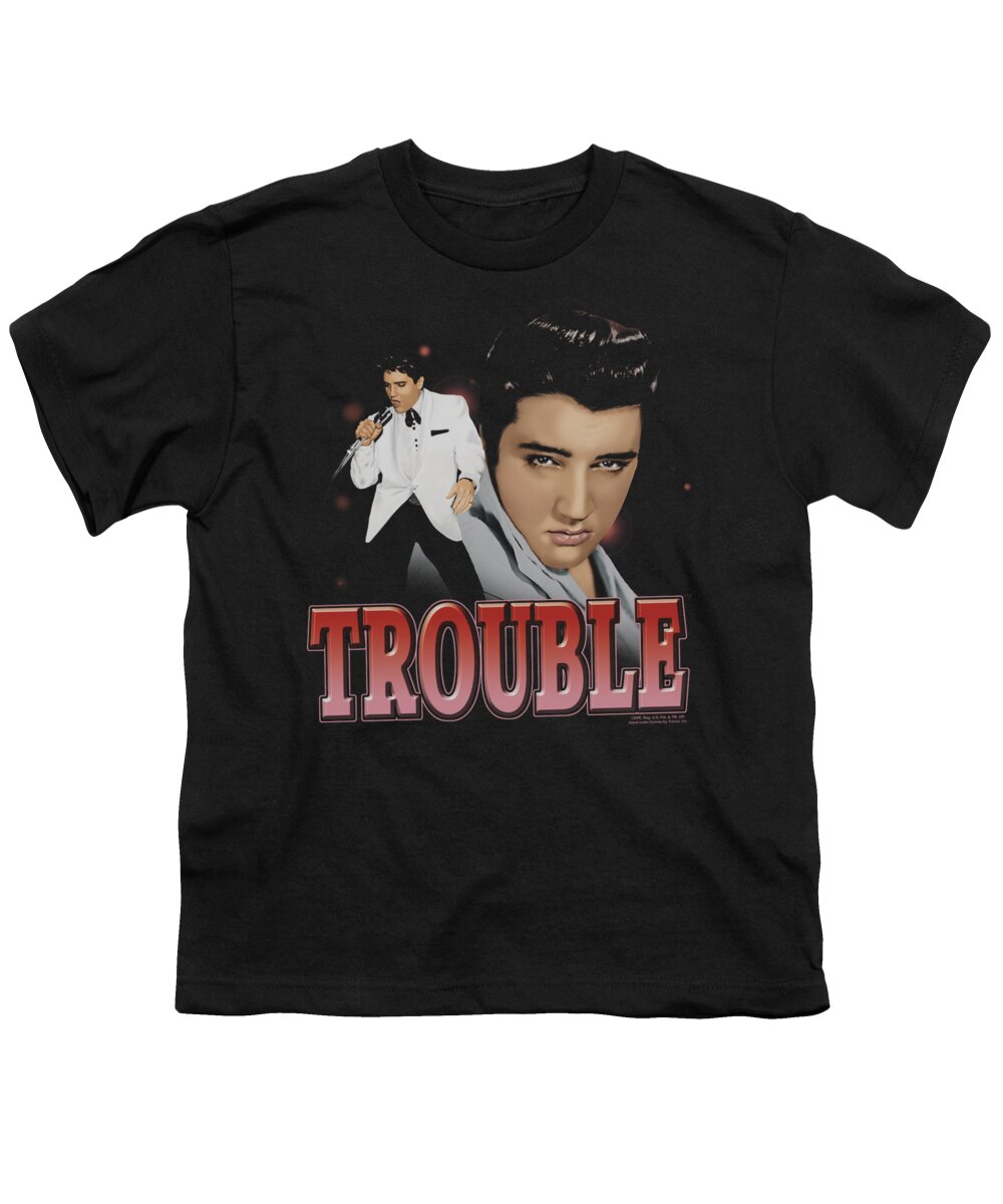 Elvis Youth T-Shirt featuring the digital art Elvis - Trouble #2 by Brand A