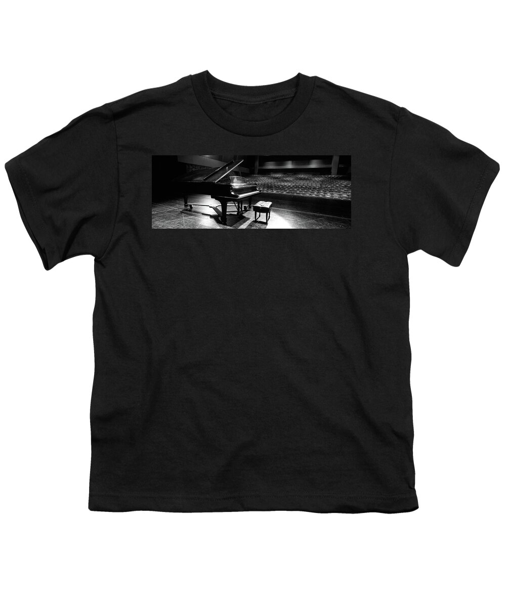Photography Youth T-Shirt featuring the photograph Grand Piano On A Concert Hall Stage #2 by Panoramic Images